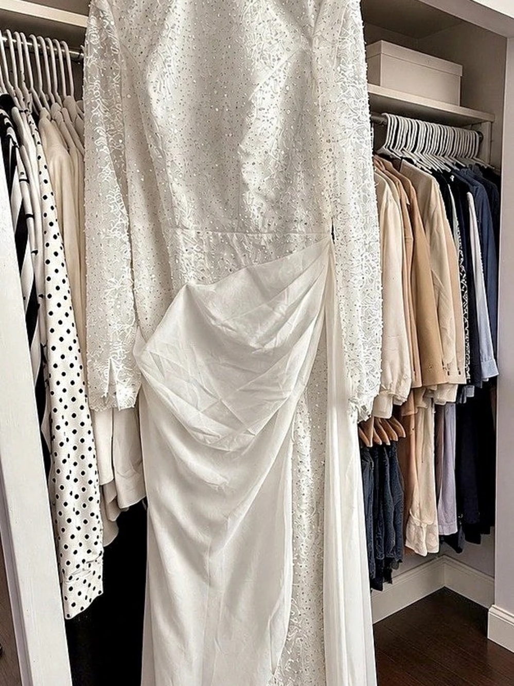 Lace Draped Maxi Wedding Dress